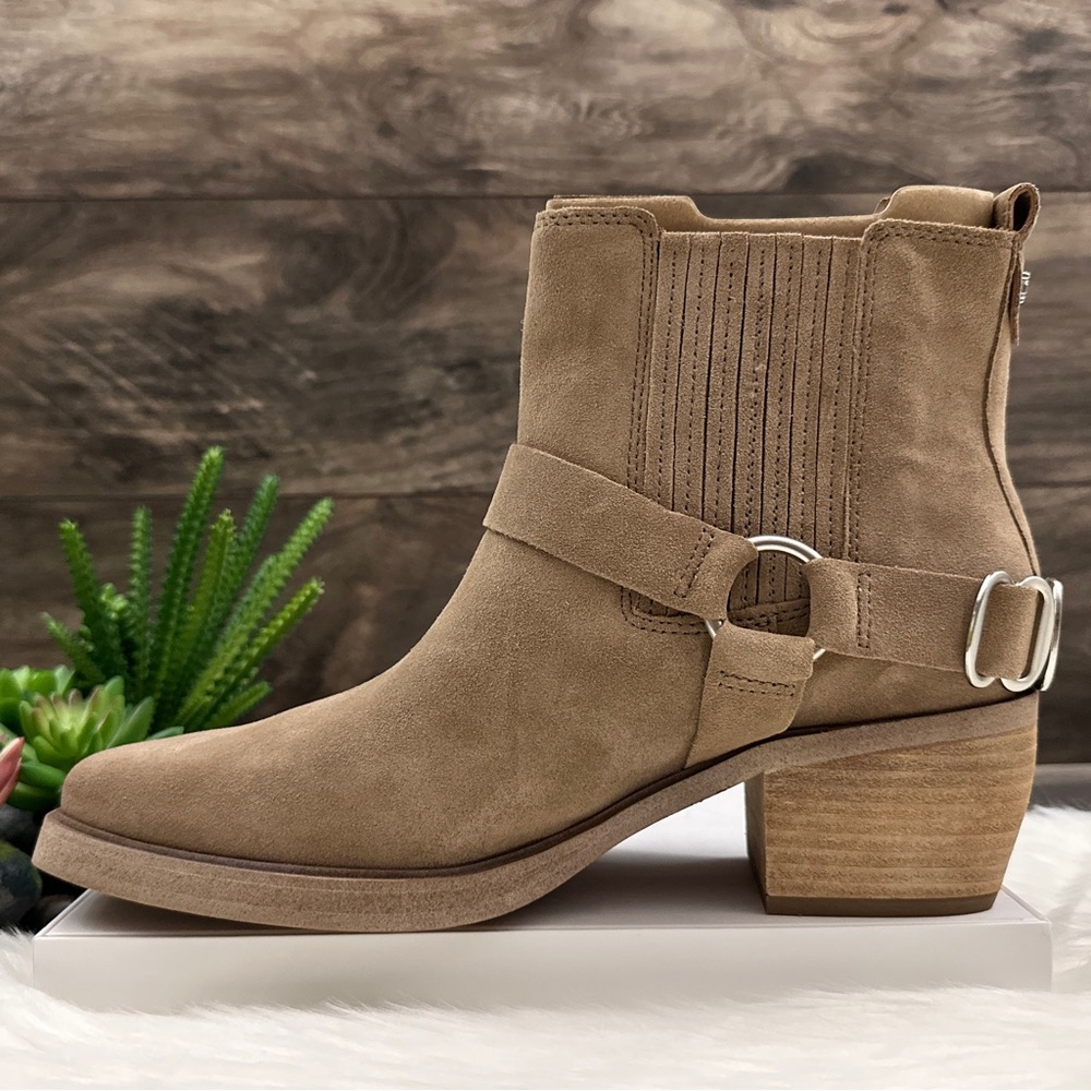 NIB Sam Edelman Bellamie Western Harness Cowgirl Ankle Boots Deep Taupe - Picture 7 of 14